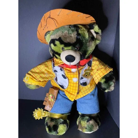 Build A Bear Camo Bear w Toy Story Disney Pixar Sheriff Woody Outfit BABW - Picture 1 of 9